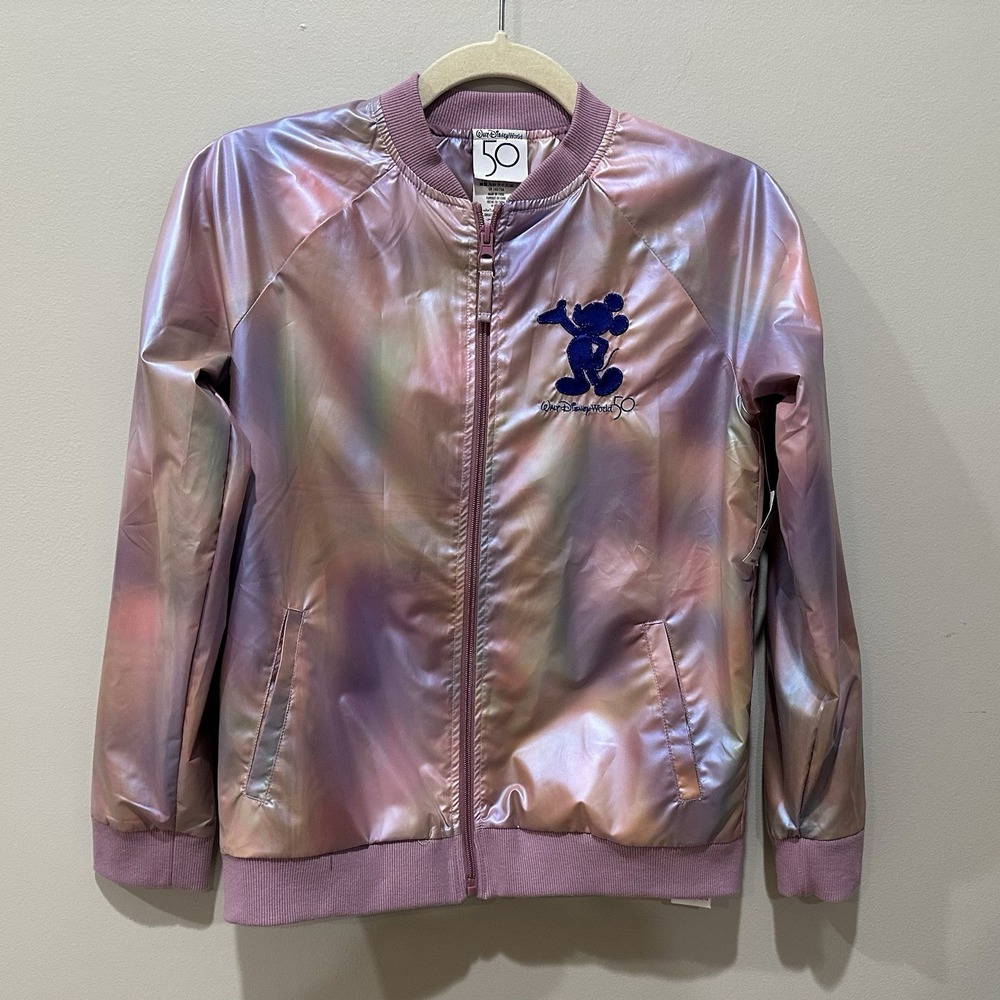 WDW 50TH ANNIVERSARY IRIDESCENT PINK VARSITY/BOMBER JACKET KIDS XL NWT